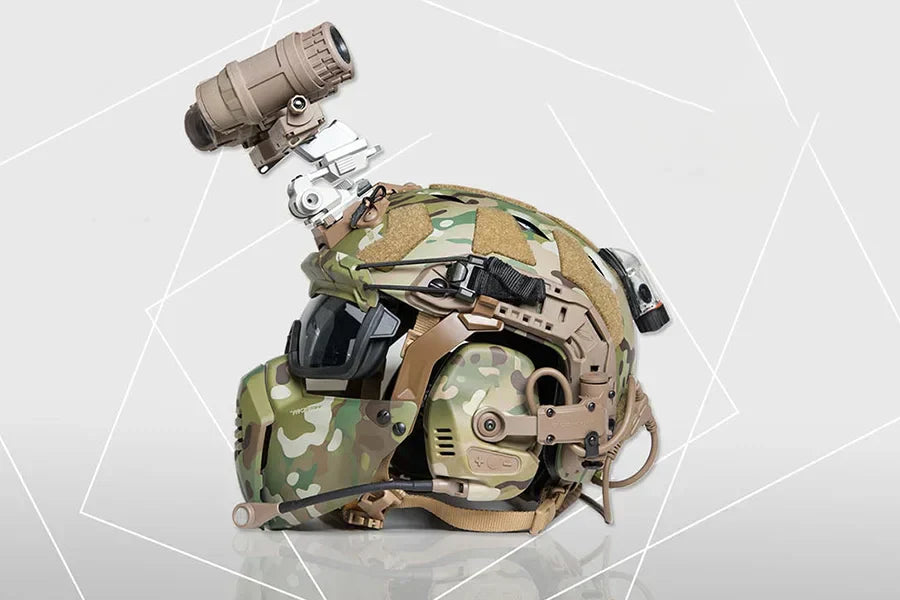 W Assault Helmet Full Face Head Protection, Linkable Night Vision, Tactical Headset